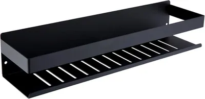 Image de Étagère de douche de 40 cm, finition noire mate, en acier inoxydable, étagère adhésive pour salle de bain