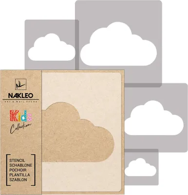 Produktbild von Schablonen Malen für Kinder, 5 Stück Set 9x9 cm bis 34x34 cm Wolken Himmel, Wiederverwendbare Kunststoff für Kinderzimmer Malvorlage Raumdekoration