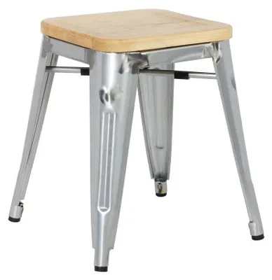 Bistro-Stuhl, galvanisierter Stahl, Holz-Sitz, 4 Stück