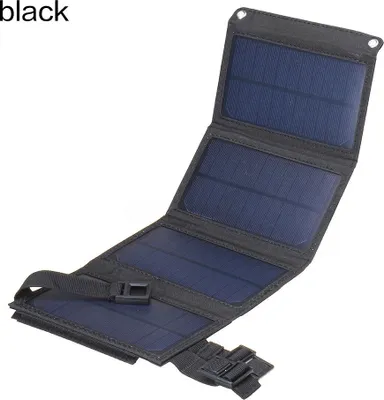 Productafbeelding van Opvouwbaar zonnepaneel, draagbaar, flexibel, klein, waterdicht, 20W, 5V, geschikt voor mobiele telefoons, powerbanks, outdoor gebruik, zwart