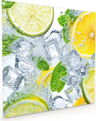 Produktbild von Küchenrückwand Spritzschutz Glas mit Motiv Zitrusfrische 40 x 40 cm