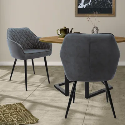 Obrázok produktu pre ML-Design B-goods sada 2 jedálenských stoličiek s operadlom, antracitová farba, z imitácie kože