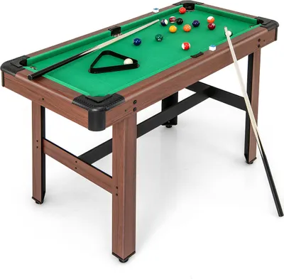 Produktbild von GOPLUS Billardtisch, Pooltisch aus Holz mit 16 Billardkugeln, 2 Queues, 2 Kreiden, Dreieck, Bürste & verstellbaren Fußpolstern, Grün