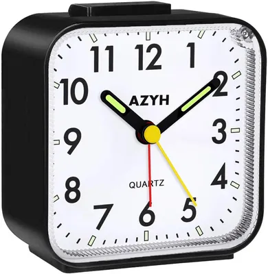 Immagine prodotto di Sveglia analogica senza ticchettio, con luce, alimentata a batterie, allarme sonoro potente, funzione snooze, silenziosa, con illuminazione, sveglia portatile