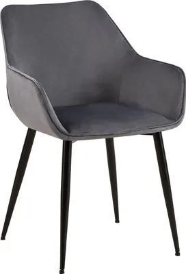 Immagine prodotto di Sedia da pranzo - lusso confortevole - robusta struttura in metallo | Colore: grigio scuro. Materiale: morbido
