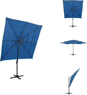 Immagine prodotto di vidaXL Ombrellone con palo in alluminio a 4 strati azzurro 250x250 cm - Ombrelloni e tende da sole