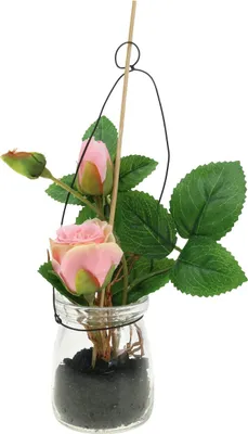 Produktbild von Künstliche Rose im Glas zum Hängen und Stellen für stilvolle Dekoration