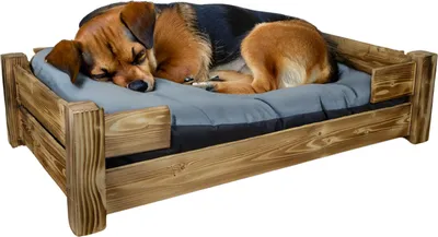 Produktbild von Hundebett Winston XXL in geflammt mit Füßen optional mit Kissen 100x60x25cm Grau