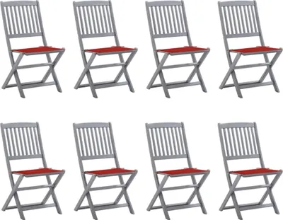 Produktbild von Möbel Klappbare Gartenstühle 8 Stk. mit Kissen Massivholz Akazie - Gartenstühle 3078296
