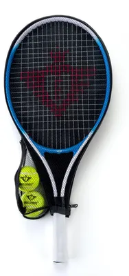 Produktbild von Tennisschläger mit Abdeckung und 2 Kugeln blau