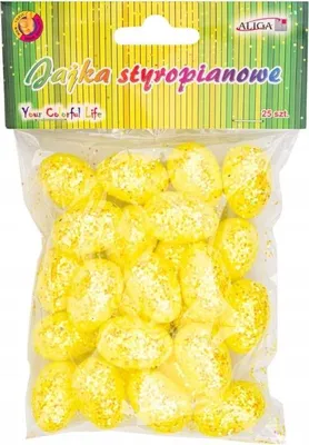 Zdjęcie produktu dla Aliga Kolorowe jajka styropianowe z brokatem, 3 cm, 25 sztuk, jajka dekoracyjne na Wielkanoc, do rękodzieła i florystyki