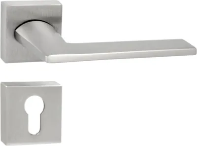 Produktbild von DOMINO Türgriff Drückergarnitur PZ - Profilzylinder Set | quadratische Rosette | Türklinke für Zimmertür, Bürotür, Kellertür & Innentür| Türbeschläge aus Znal| Chrom Türdrückergarnitur | DIANA QR M6