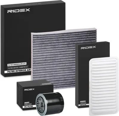 Produktbild von RIDEX Filterset Inspektionspaket Filtersatz für TOYOTA Yaris Schrägheck (P9) COROLLA (ZZE12, NDE12, ZDE12) RAV 4 II (CLA2, XA2, ZCA2, ACA2)
