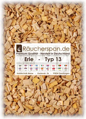Produktbild von Räucherchips von räucherspan.de - jetzt auch bei Kaufland - für Räucherbox, Gasgrill - Erle Typ 13, 1kg