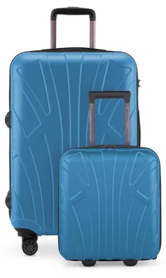 Zdjęcie produktu dla Suitline - Zestaw walizek dla EasyJet, 2-częściowy wózek pod siedzenie 45x36x20 cm + rozszerzana walizka podróżna 66 cm na bagaż 15-20 kg, mała + duża walizka, niebieski cyjan