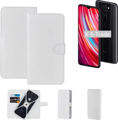 Produktbild von K-S-Trade Handy Hülle Schutz Hülle kompatibel mit Xiaomi Note 8 Pro Cover Case Bookstyle Bumper weiß 1x