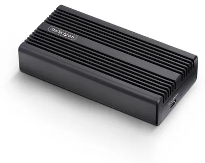 Produktbild von StarTech.com USB4 M.2 NVMe Gehäuse, 40Gbps, Externes USB-C / Thunderbolt NVMe SSD Gehäuse, Aluminium-Kühlkörpergehäuse, B+M / M-Key M2 Festplattengehäuse, SSD-Gehäuse, M.2, PCI Express, 40 Gbit/s, USB Anschluss, Schwarz