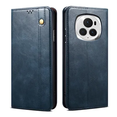Produktbild von Hülle für Honor Magic6 Pro Leder Brieftasche Schutzhülle mit Standfunktion Blau
