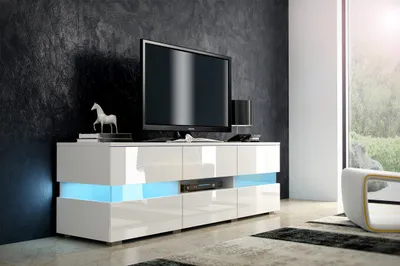 Obrázok produktu pre MOB, TV stolík - Ivey - biela + lesk biely