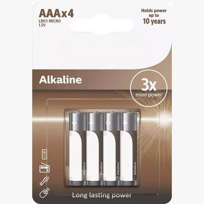 Produktbild von Glowster AAA/LR03 Alkaline-Batterien, 4 Stück, für Geräte mit hohem Stromverbrau