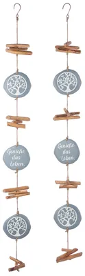 Productafbeelding van Gilde Girlande, "Levensboom", tekstbord, kunsthars, grijs, L. 1 cm, B. 10 cm, H. 88 cm. Artikelnummer: 4063387505472. 2 stuks (2-voudig assortiment)