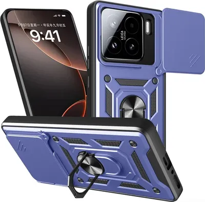 Productafbeelding van Beschermhoes voor Xiaomi 15 - Achterkant met schuifdeksel voor de camera, Phonesta CamShield - Blauw