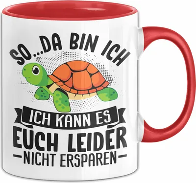Produktbild von So Da Bin Ich Tasse Schildkröte Lustige Schildkröten Spruch Geschenk (Rot)