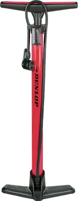 Produktbild von Dunlop Fahrradpumpe  Luftpumpe Fahrrad für Dunlop-, Schrader- und Französisches Ventil - Standluftpumpe inkl. Adapter für Wasserspielzeug und Bälle - Roller- und Autoreifen