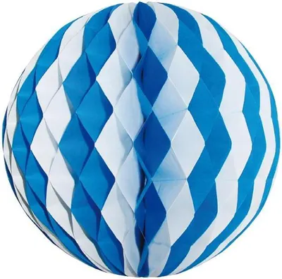 Produktbild von Wabenball Blau-Weiß 30cm, schwer entflammbar