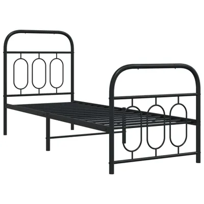 Zdjęcie produktu dla vidaXL Rama łóżka z wezgłowiem i podnóżkiem metalowa czarna 75x190 cm