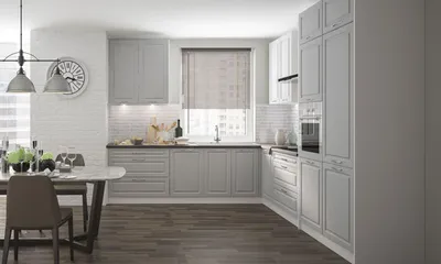 Produktbild von Küchenzeile 268x305cm  grau / weiß - light grey stone Küchenblock Komplett Küche Einbauküche