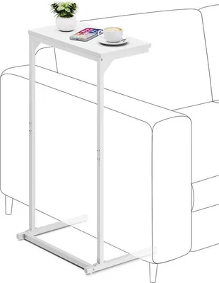 Productafbeelding van Bijzettafel C-vormig 73 cm - Wit - Modern design - Ideaal voor woonkamer
