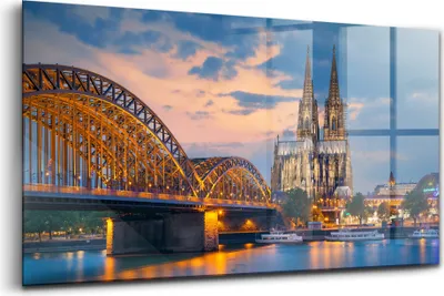 Obrázok produktu pre Obraz z tvrdeného skla - Maľovanie Stien - Temperované Sklo - 120x60 cm - Pohľad na radnicu