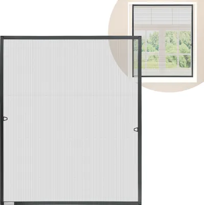 Image de Moustiquaire Clanmacy Moustiquaire fenêtre 80 x 100 cm Protection contre les moustiques avec cadre en aluminium Kit moustiquaire protection contre les mouches Anthracite