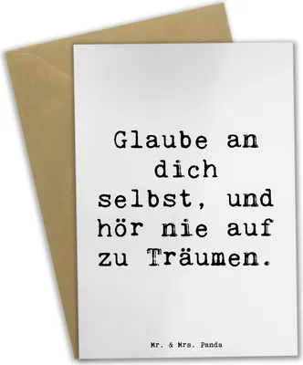 Produktbild von Mr. & Mrs. Panda babykarte Spruch Glaube an sich selbst - Weiß - Geschenk, Zuversicht, osterkarten, dankeskarten, einladungskarten, Motivation, Träume, hochzeitskarten