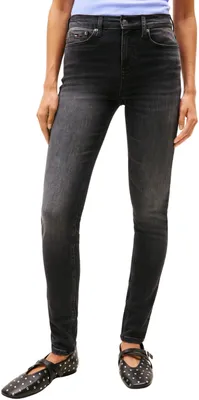 Productafbeelding van Tommy Jeans dames jeans, model Nora, mid-waist, skinny fit, zwart (denim black), maat 3