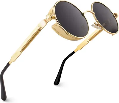 Produktbild von CGID Retro Runde Sonnenbrille Polarisiert UV400 Vintage Steampunk Metallrahmen