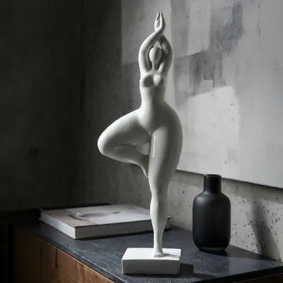 Produktbild von Weiße Harzstatue einer Frau, 16 x 9 x 45,8 cm