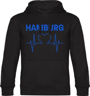Produktbild von multifanshop Kapuzen Sweatshirt - Hamburg - Herzschlag, schwarz, Größe M