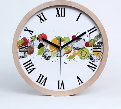 Produktbild von Holzuhr 25fi cm wanduhr - schwarze Spitzen - Obst und Wasser