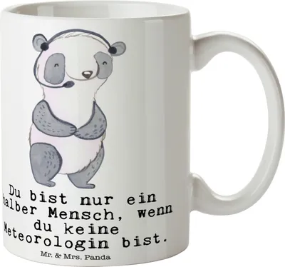 Produktbild von Mr. & Mrs. Panda Tasse Meteorologin Herz - Weiß - Geschenk, Kaffeebecher, Becher, Pott, haferl, Kaffeetasse