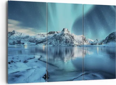 Produktbild von Bild auf Leinwand - Leinwandbild - 3 Teile - Morgendämmerung Polar Berge - 165x110cm - Wand Bild - Wanddeko - Wandbilder - Leinwanddruck - Bilder - Wanddekoration - Leinwand bilder - CE165x110-4196