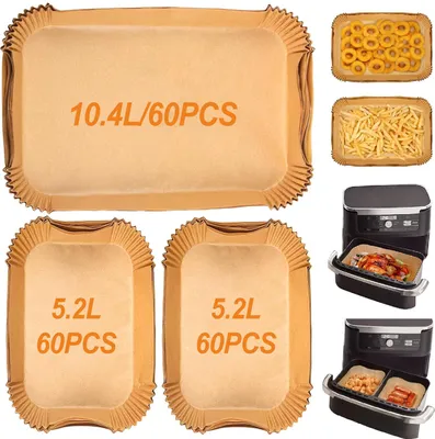 Produktbild von 160pcs Airfryer Backpapier fš¹r Ninja Flex Drawer Dual Zone AF500EU 10,4L Hei?luftfritteuse,Zubeh?r fš¹r Ninja Foodi AF500EU AF500EUCP Airfryer,Auch kompatibel mit Cecotec Dual 9000 9L