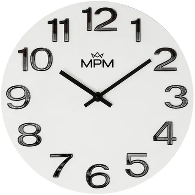 Produktbild von MPM-Quality Timber Simplicity Wanduhr Holz lautlos 3D-Zahlen Weiß/Schwarz 30 cm