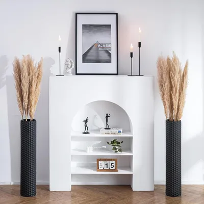 Produktbild von Große schwarze Metallvase 70 cm hoch für Wohnzimmer und Schlafzimmer