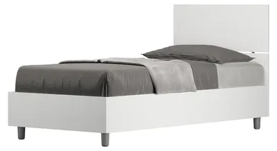 Immagine prodotto di Letto Singolo 80x190 cm con Rete Demas Testata Dritta Bianco Frassino
