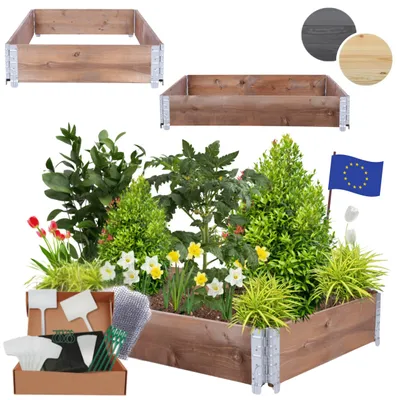 Produktbild von MODO24 Hochbeet Holz, Pflanzrahmen, Kräuterbeet, Gemüsebeet, Massivholz Kiefer, Garten, 20x120x80 cm, Braun, ZP10