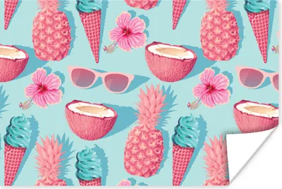Produktbild von MuchoWow® Poster Sommer - Ananas - Sonnenbrille 60x40 cm - Schlafzimmerdekoration