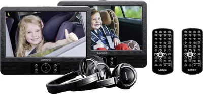 Produktbild von Lenco DVD-Player DVP-939 22,5cm (9 Zoll), 2x Bildschirm, 2x Kopfhörer, USB, SD/MMC, Farbe: Schwarz