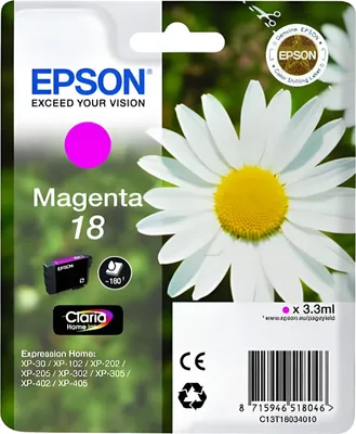 Packaging for an Epson ink cartridge with a daisy image.